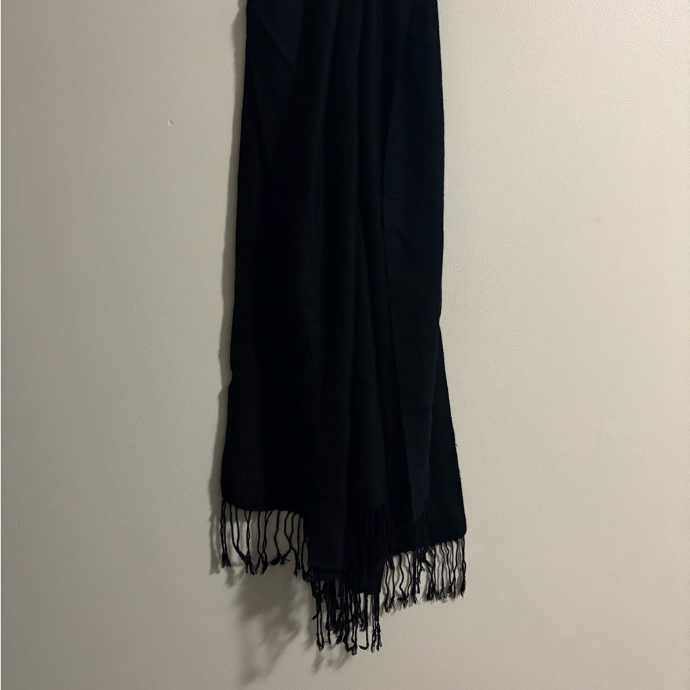 Pashmina Black Cashmere Blend Scarf 70% Cashmere 30% Silk